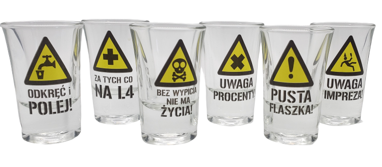 Vodka Glasses with Warning Road Sighs - EuroMax Foods The Good Food Store